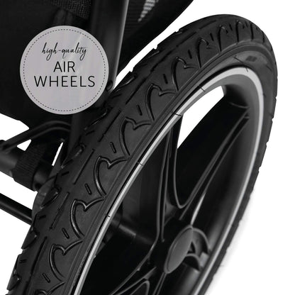 Hauck Runner, Schwarz/Neongelb - Robuster All-Terrain-Pugchair mit Regenschutz, XL Pneumatische Lufträder, verstellbare Rückenlehne von Geburt bis zu 22 kg, höhenverstellbarer Griff, XL Mesh-Fenster