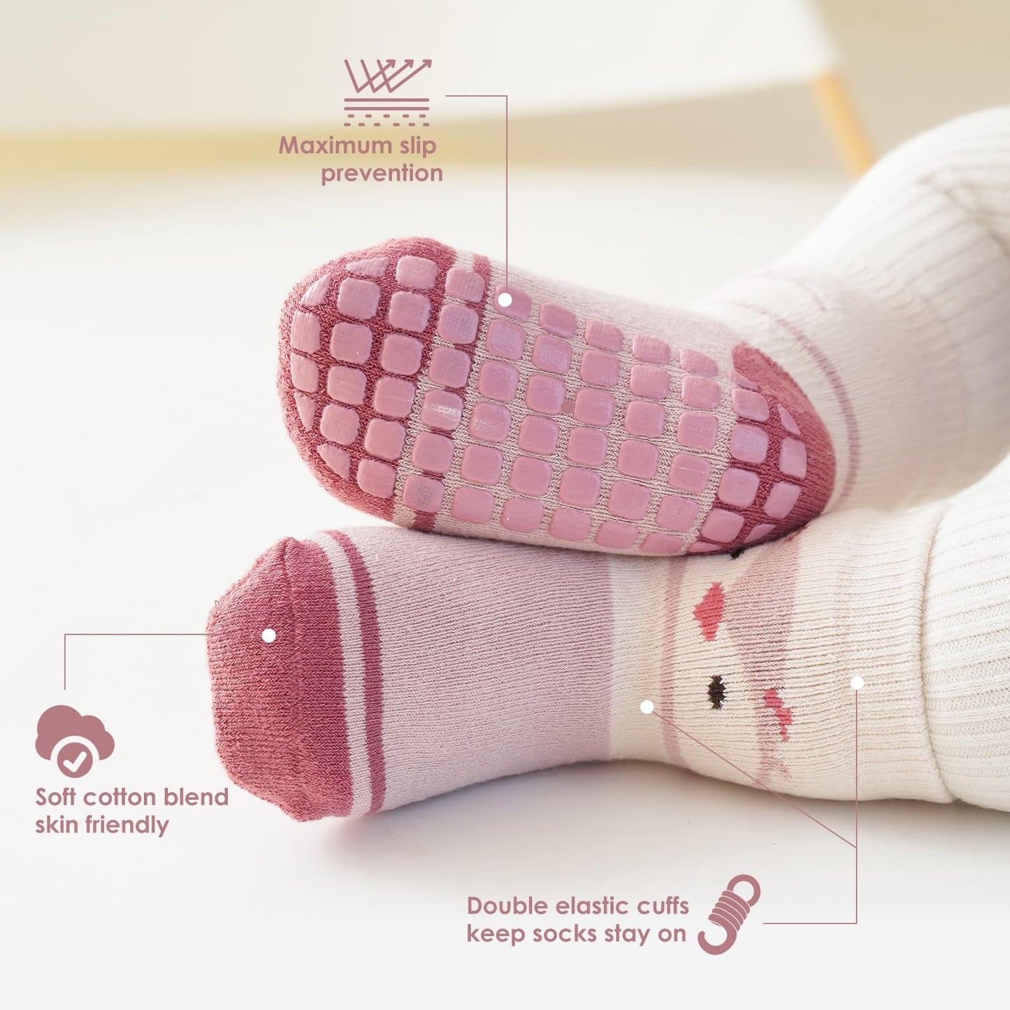 Simpeak Baby Socks, ABS Socks, Non-Slip Baby Socks, Non-Slip Baby Socks, Boys and Girls, Stopper Socks, Baby 0-36 Months