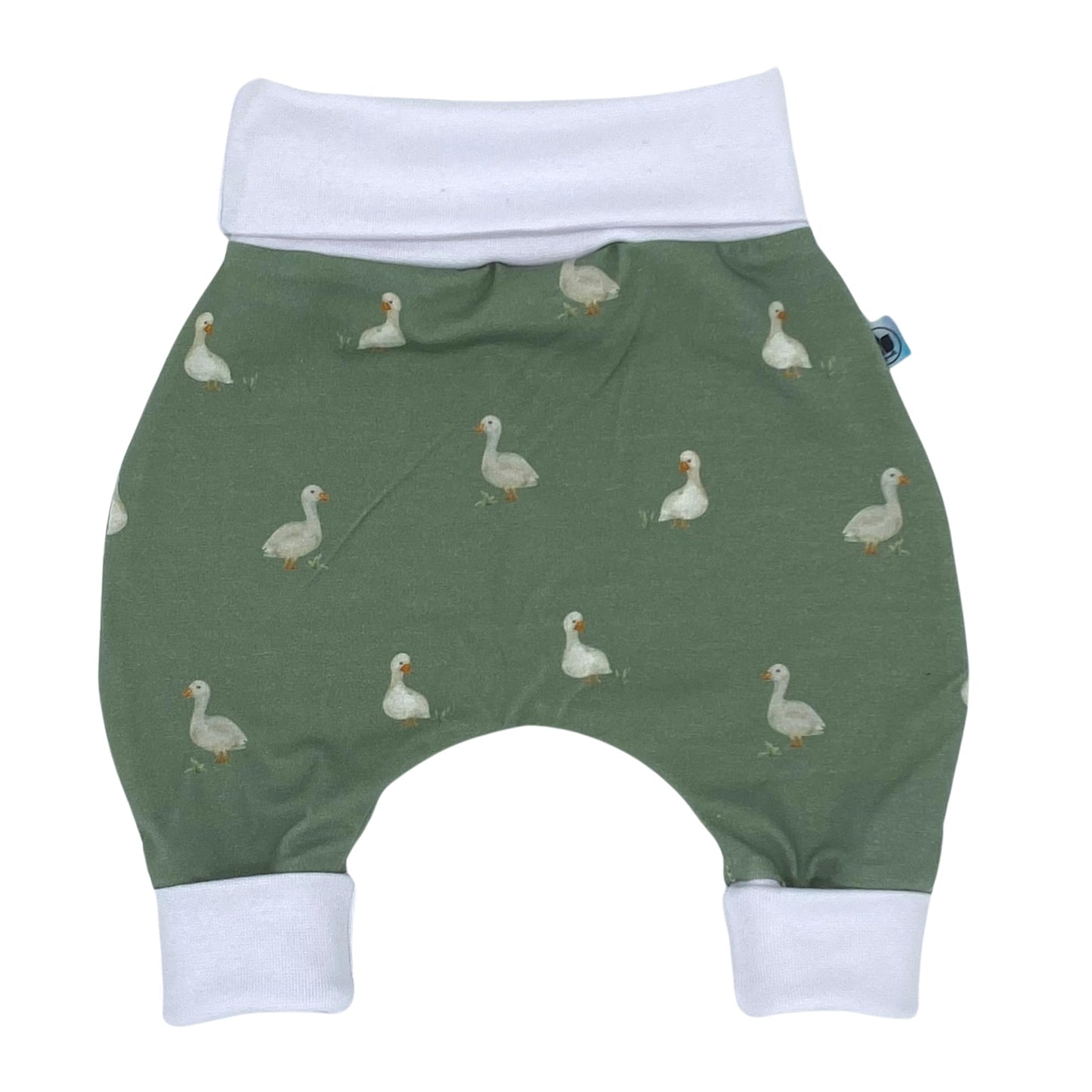 Baby Baggy Trousers, Handmade Cotton Jersey Grow Trousers, Sizes 50-74, 68-86, 92-104, Wide Waistband (Wild Life, 50-74)