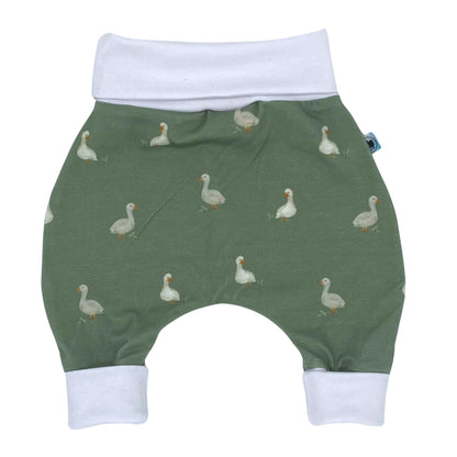 Baby Baggy Trousers, Handmade Cotton Jersey Grow Trousers, Sizes 50-74, 68-86, 92-104, Wide Waistband (Wild Life, 50-74)