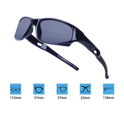Sport-Sonnenbrille für Kinder, polarisiert, bruchsicher, für Jungen und Mädchen (3-12 Jahre) + Brillenbänder + Brillenetui
