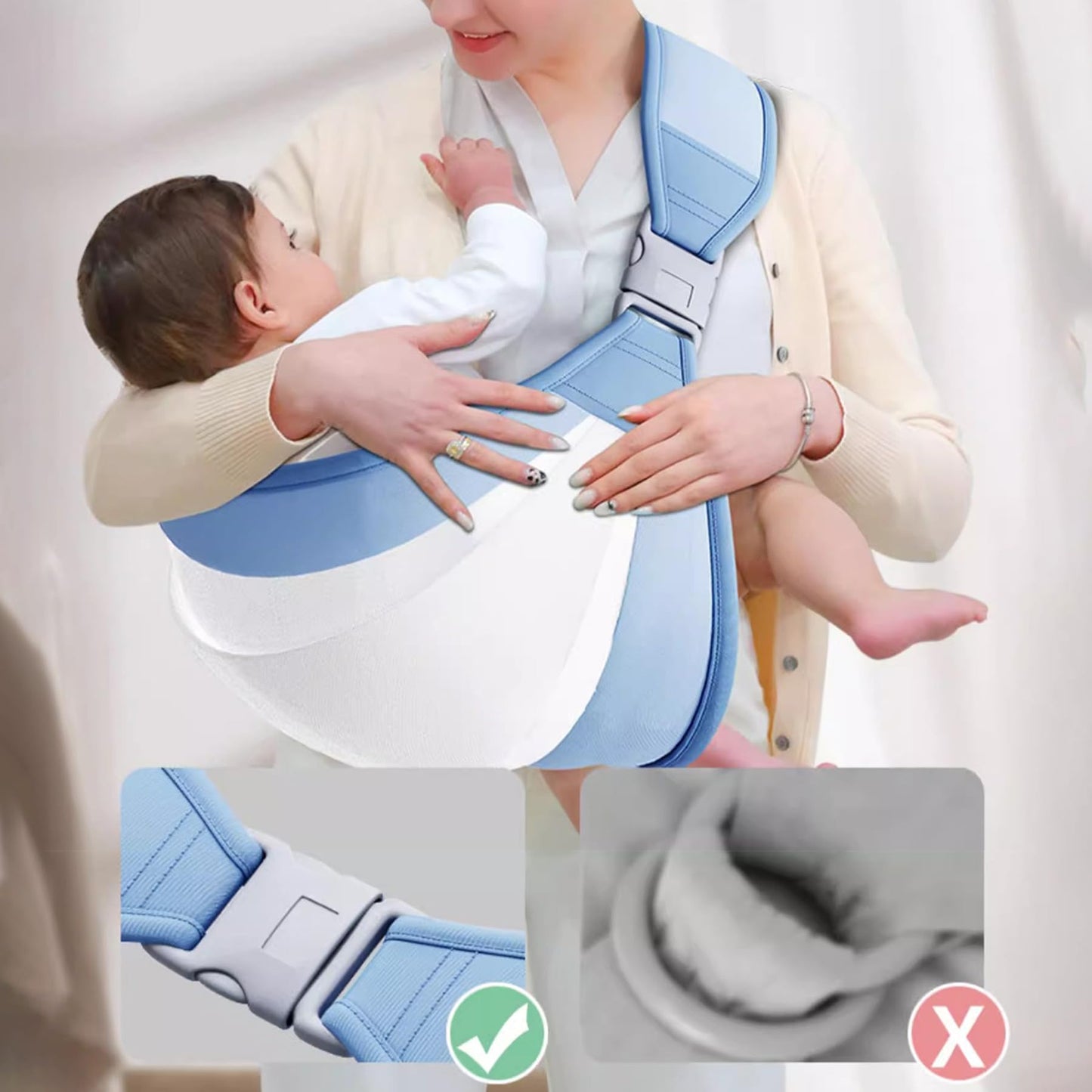 Babytrage,Babytrage Neugeborene ab Geburt,Tragetuch Baby Nugeboren,Atmungsaktive Baby Tragetuch,Babyrückentragen 0-15Kg,Neugeborene Verstellbare Babytrage