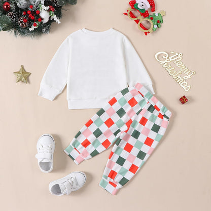 Baby Unisex Weihnachten 2-teilige Hosen Set Jungen Mädchen Weihnachten Outfit Langarm Lebkuchen Papas Mädchen Briefdruck Sweatshirt + Jogginghose Weihnachten Outfit Set Weihnachten Streetwear