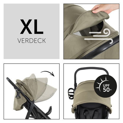 hauck Rapid 4D, Rosa - Kinderbuggy mit Liegefunktion ab Geburt bis 22 kg - UV Schutz 50+ - Klein Zusammenklappbar - Höhenverstellbarer Schieber mit Getränkehalter - Pannensichere Gummi Räder - Meloni2