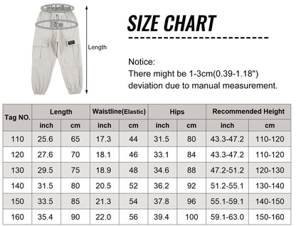 SEAUR Cargo Hose Mädchen Freizeithose Hip Hop Hose mit Gummibung Sporthose Jogginghose mit Taschen Kordelzug Trainingshose Sport Freizeit Streetwear - 100-160cm