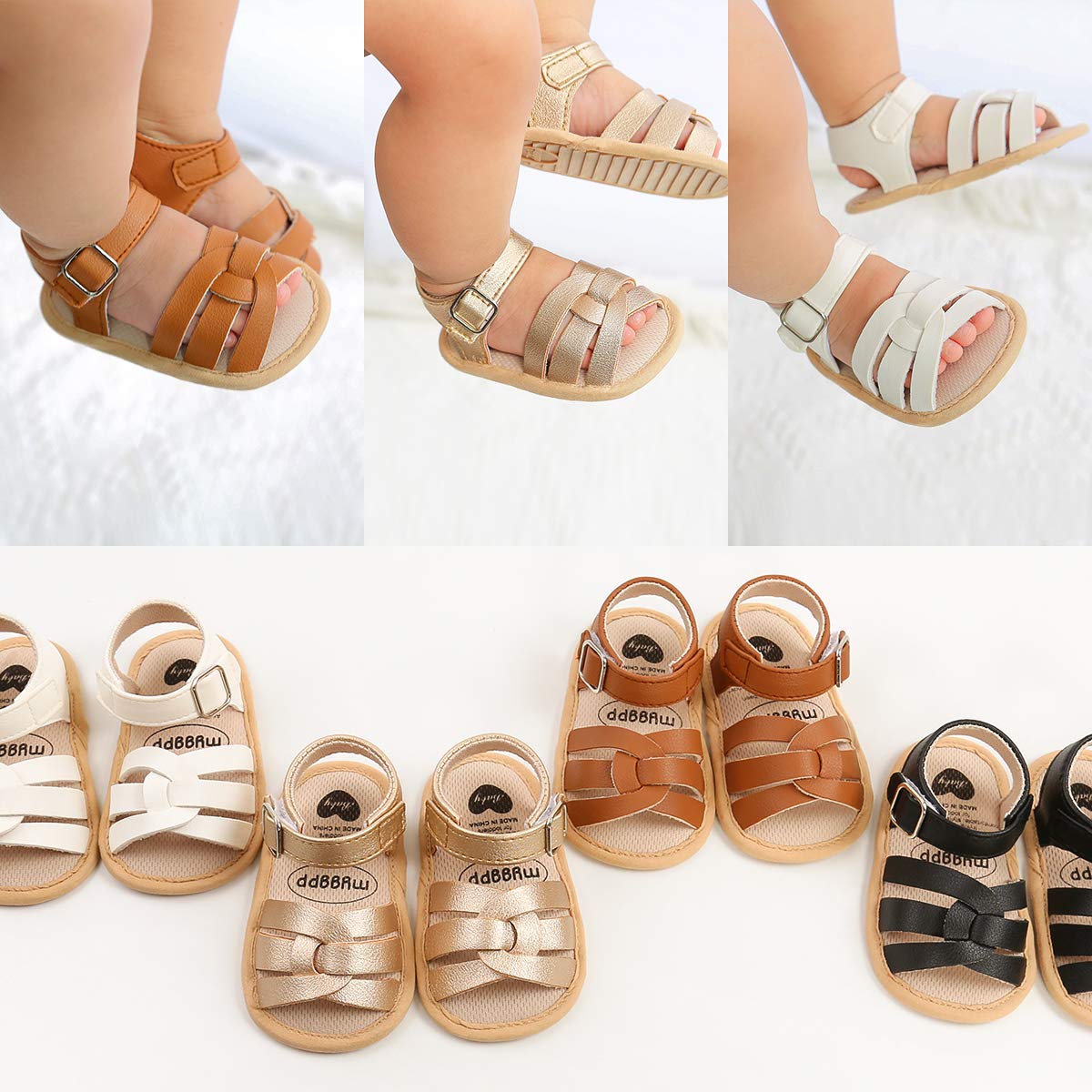 Babyschuhe RVROVIC Sandalen für Jungen und Mädchen mit weichem Sohlen, leichten Sommer-Schuhen und Schleifen-Knoten für Kleinkinder, ideal für den Outdoor-Gang.