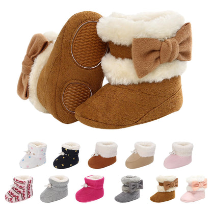 Tolaler Baby Newborn Fleece Booties Unisex, Thickened Lining, Warm Baby Winter Shoes, Adjustable Non-Slip with Soft Sole, Baby Booties/Everyday Wear (0–18 Months)