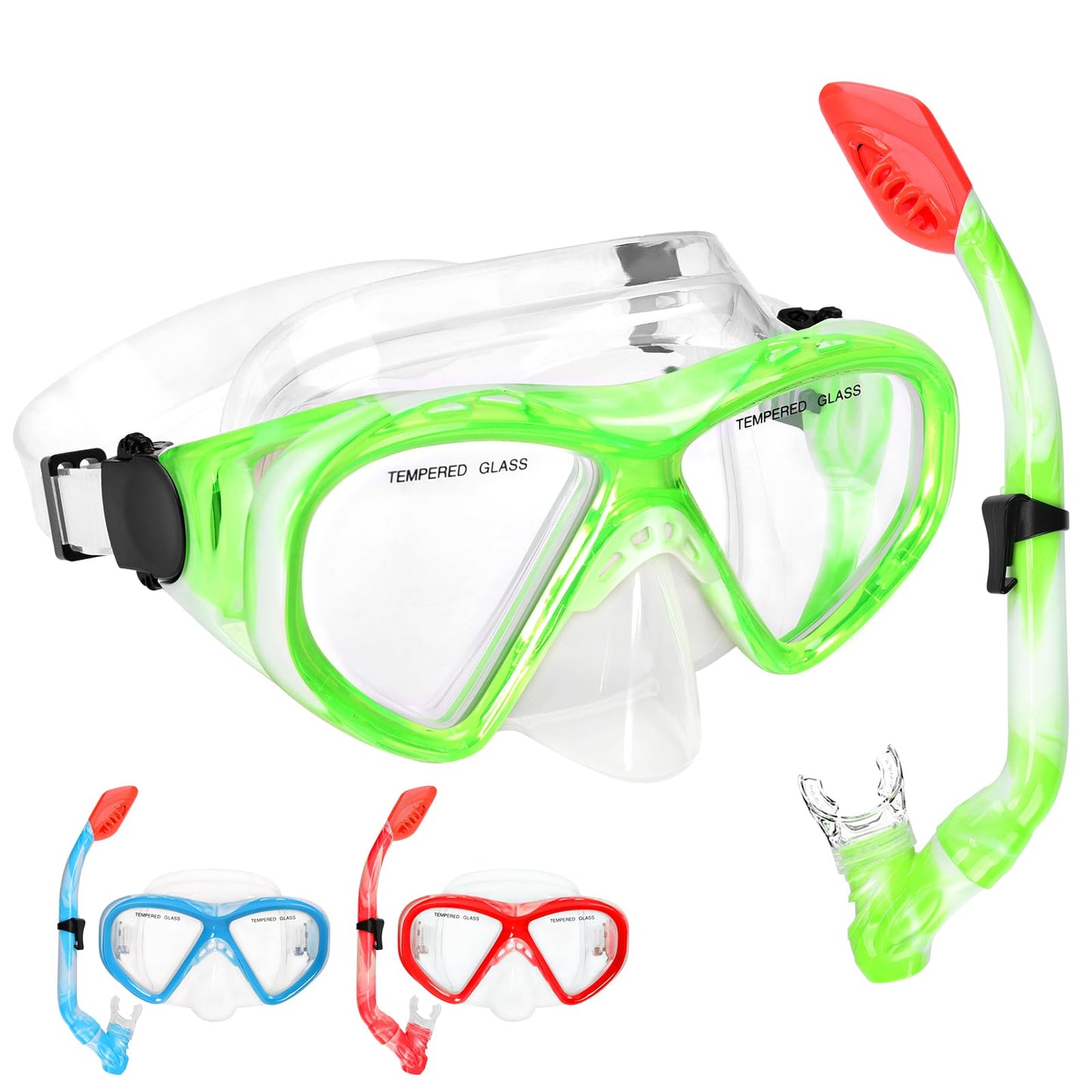 Schnorchelset Kinder - Taucherbrille Kinder mit Schnorchel Anti Leck Anti Fog HD Tauchmasken Dry Schnorchel für 4-13 Jahren Jungen Mädchen