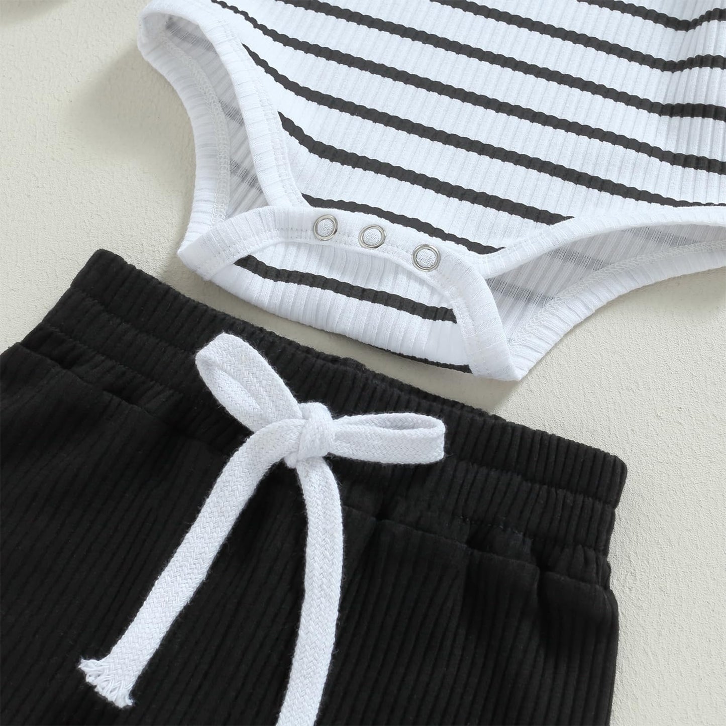 JiAmy Baby Boys' Clothing Long Sleeve Striped Bodysuit Romper + Trousers Outfit Set Newborn Soft Cotton Baby Clothing 0-24 Months