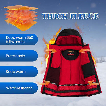 Kinder Schneeanzug für Jungen, Winter Skijacke und Hosen Set mit Kapuzenriemen, winddicht, wasserdicht, warmer Mantel