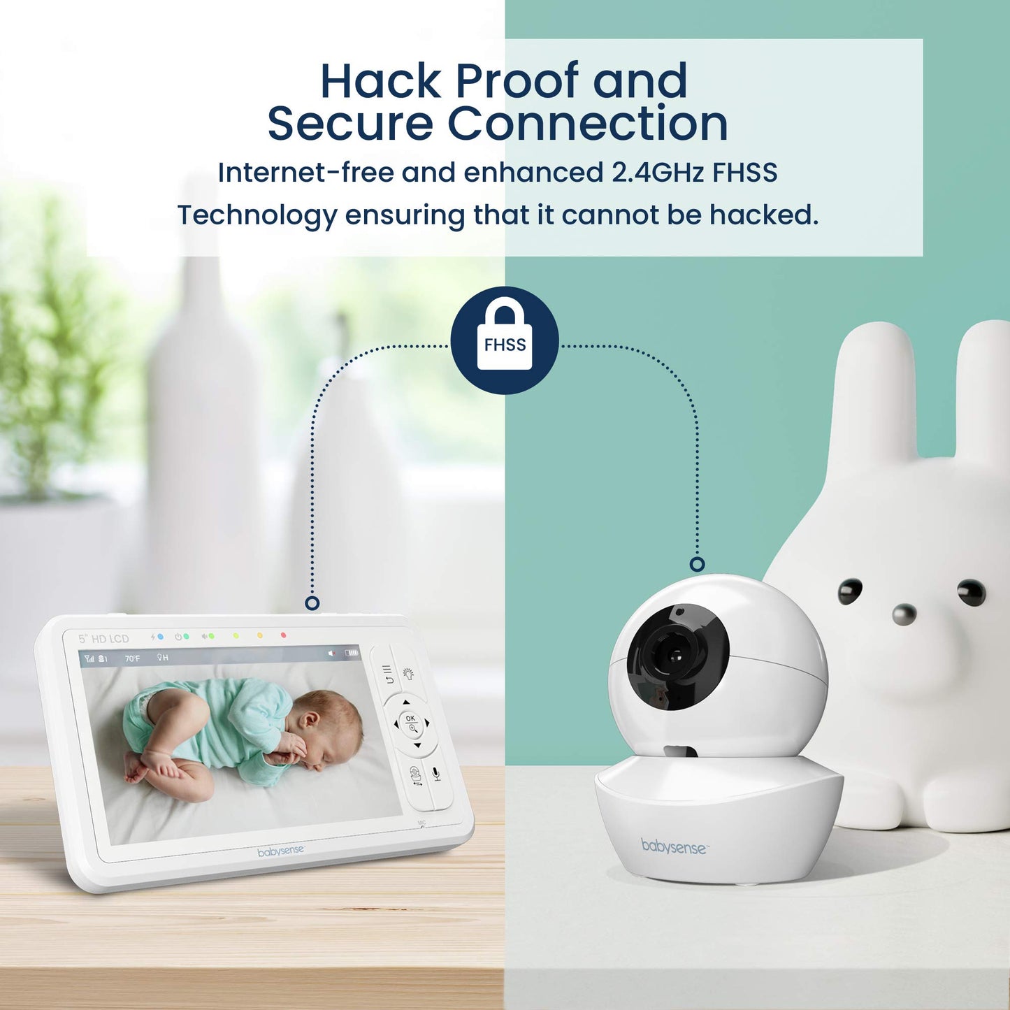 Babysense True Sleep HD Video-Babyphone mit Nachtlichtkamera & Bewegungsmonitor für Babys mit Echtzeit-Warnungen, kontaktlos, 2-in-1, Nur für den Heimgebrauch