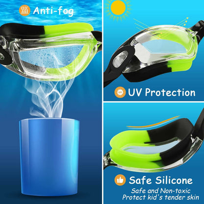 COOLOO Schwimmbrille Kinder, 2 Stück Schwimmbrille für Kinder Kind Jungen Mädchen Junior 3-15 Jahre,Anti-Fog,Kein Auslaufen
