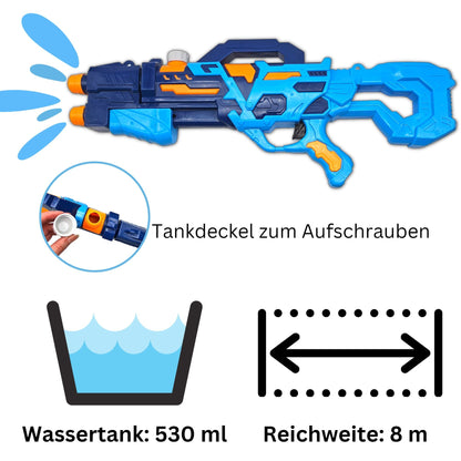 alldoro 60103 Water Power Wasserpistole ca. 27 cm, Reichweite bis zu 8 Meter, Wasserkanone mit 240 ml Wassertank, für Kinder ab 3 Jahren
