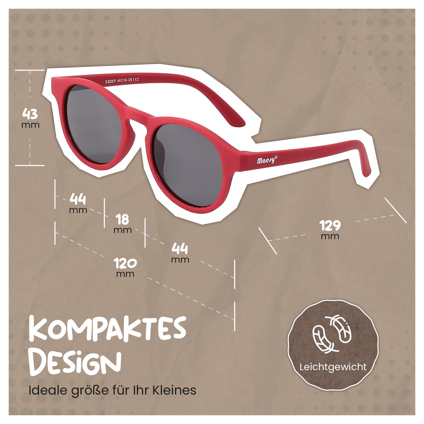 Maesy Faela Kindersonnenbrille für 3-6 Jahre - UV400 polarisierter Schutz - Flexibler und flexibler Rahmen - Sichere und bequeme Kindersonnenbrille für Kleinkinder