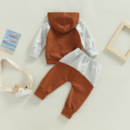 Yassiglia Baby Jungen Kleidung Set Neugeborene Zweiteiler Outfit Kleinkind Herbst Bekleidungssets Jogginganzug für Baby Junge Kapuzenpullover + Hosen Set