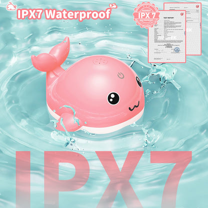 PHNIXGAM Baby Badewannenspielzeug, Wiederaufladbare Licht Up Wal Bad Spielzeug Sprinkler Badewanne Pool Wasser Brunnen Spielzeug für Kleinkinder Kinder, Blau