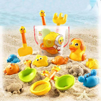 Strand Sandspielzeug Set, 14 Stück Sandkasten Spielzeug Set mit Sand Förmchen, Eimer, Schaufeln, Gießkanne Sandspielzeug Set für Kinder,Sandspielzeug ab 1 Jahr