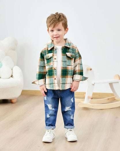 Baby Kleidung Jungen 12 Monate - 4 Jahre Winter Baby Kleidung Outfit Set Langarm Kariertes Top + Hosen Kleidung Sets für Kinder Jungen