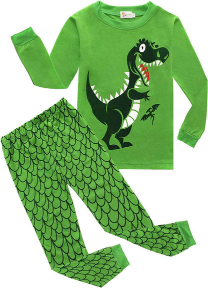 EULLA Boys Dinosaur Pyjamas, Cotton Long Sleepwear, Children's Pyjamas
