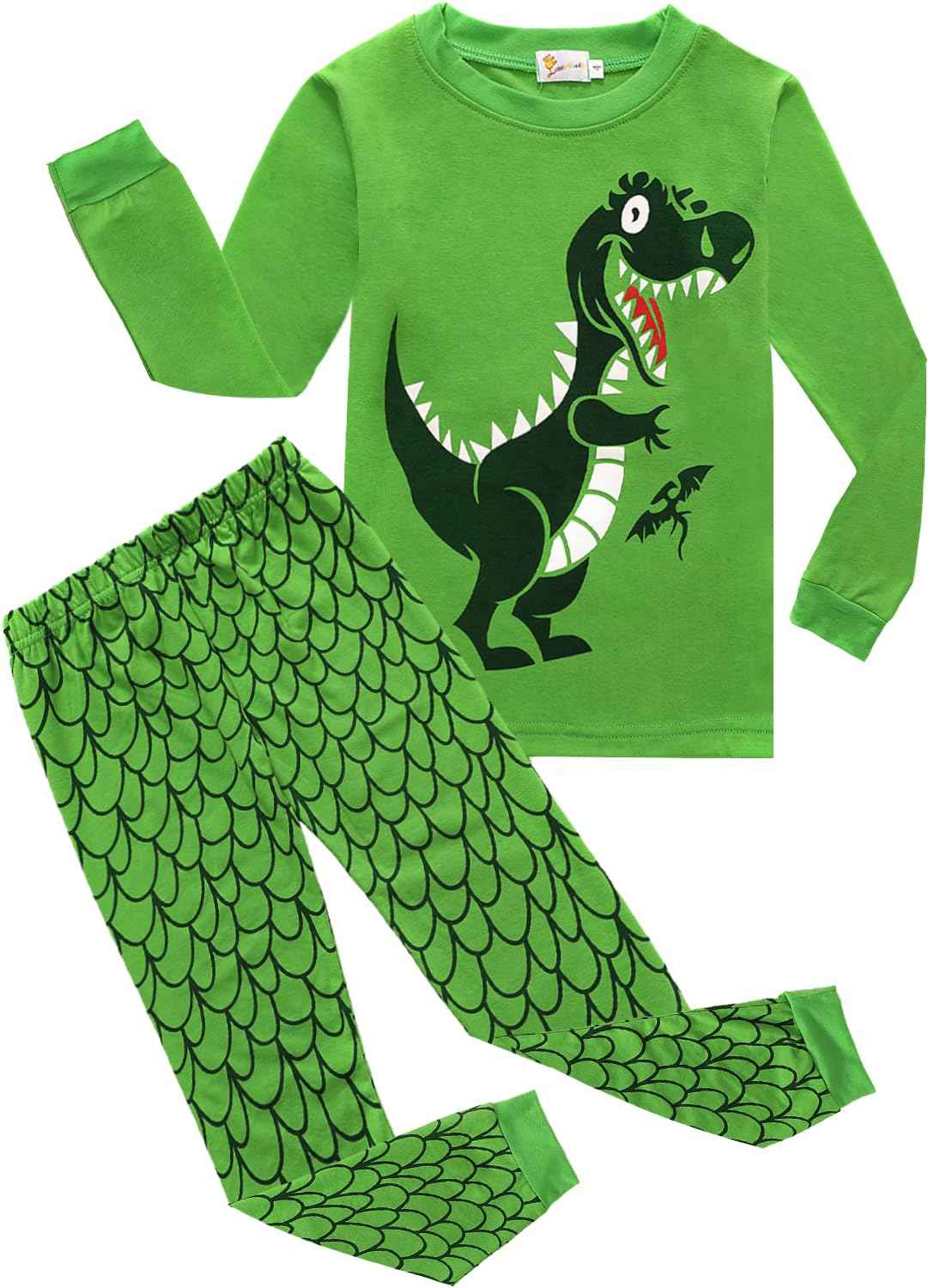 EULLA Boys Dinosaur Pyjamas, Cotton Long Sleepwear, Children's Pyjamas