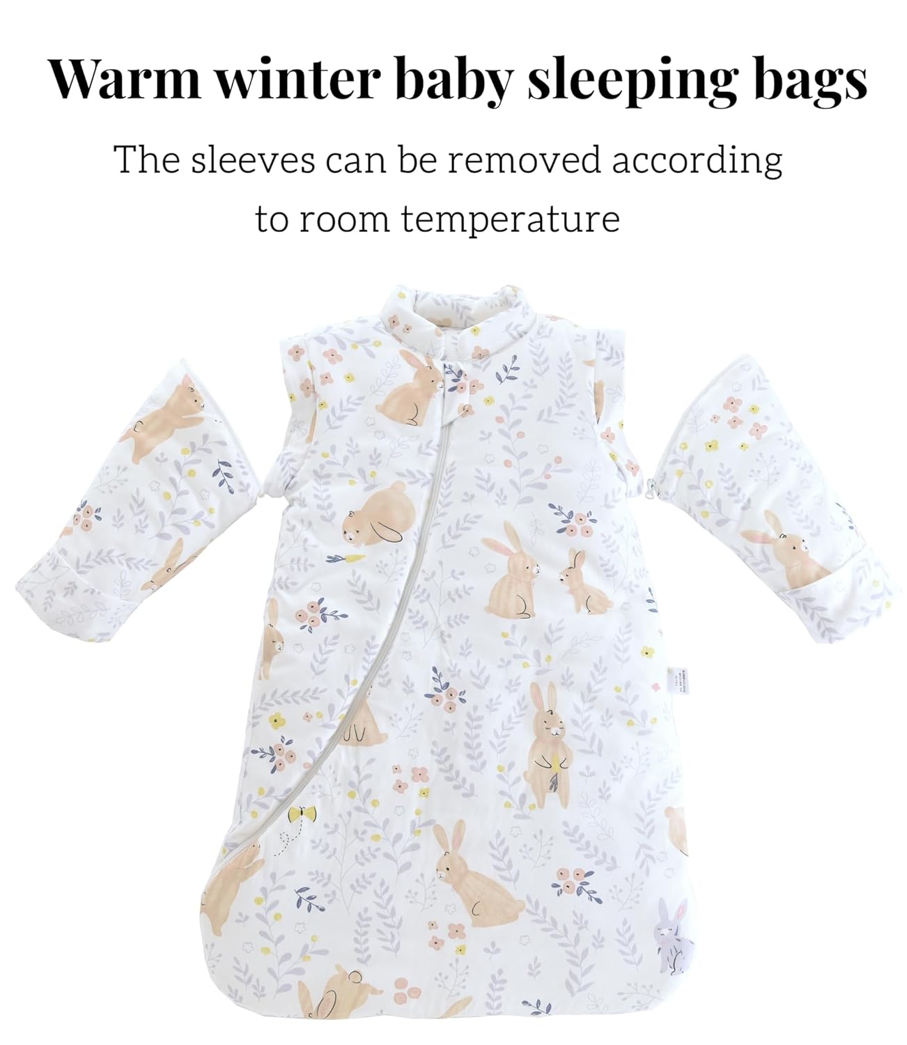 Chilsuessy Baby Sleeping Bag Winter, Removable Sleeves, Warm Lined 3.5 Tog Winter Sleeping Bags, Boys/Girls Sleeping Bag for Toddlers from 6 Months to 6 Years