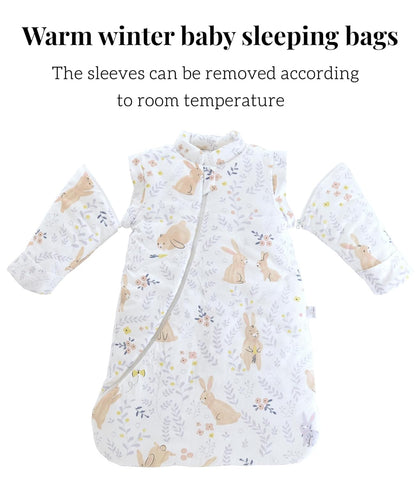 Chilsuessy Baby Sleeping Bag Winter, Removable Sleeves, Warm Lined 3.5 Tog Winter Sleeping Bags, Boys/Girls Sleeping Bag for Toddlers from 6 Months to 6 Years