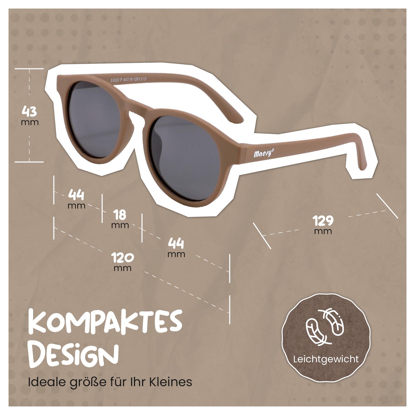 Maesy Faela Kindersonnenbrille für 3-6 Jahre - UV400 polarisierter Schutz - Flexibler und flexibler Rahmen - Sichere und bequeme Kindersonnenbrille für Kleinkinder
