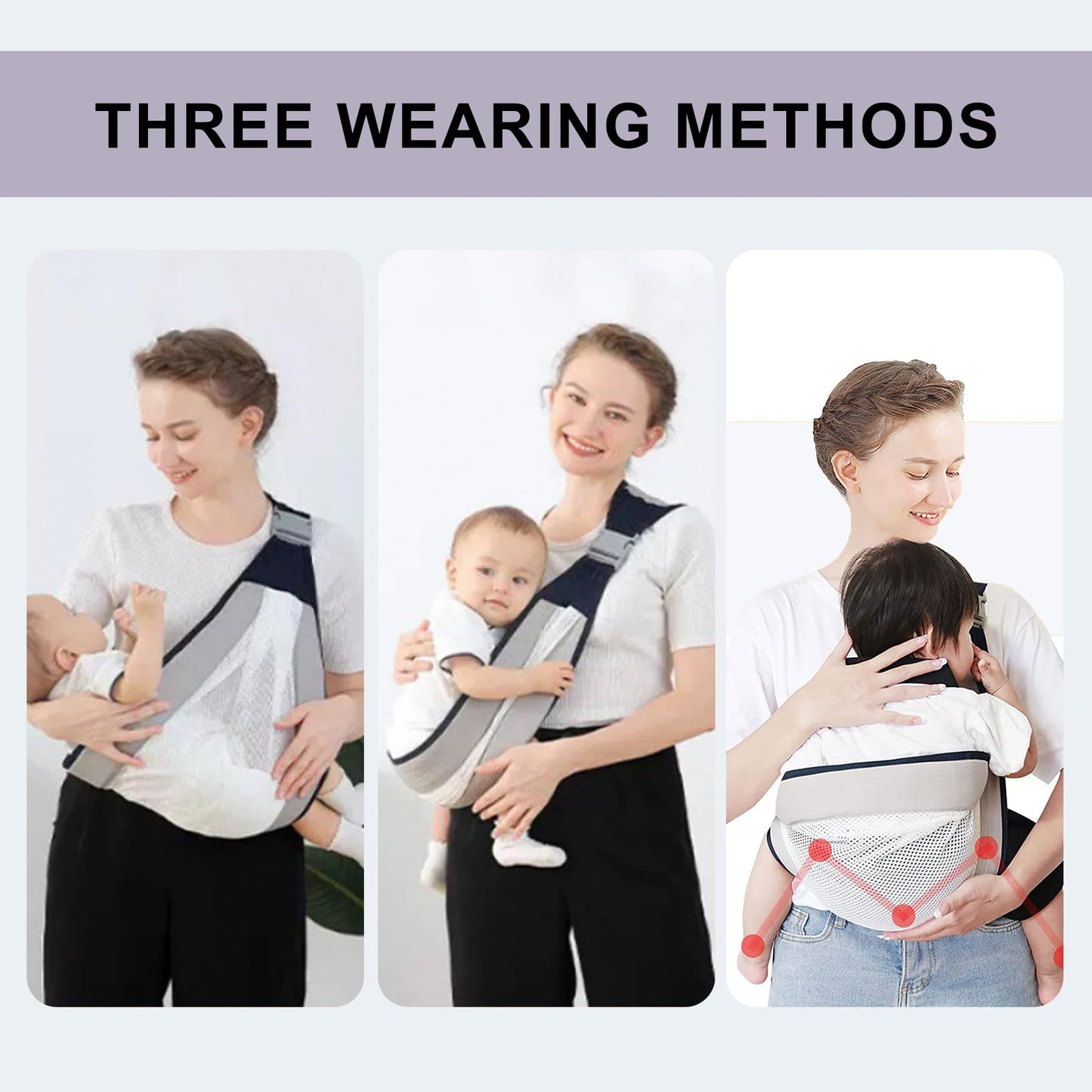 Babytrage,Babytrage Neugeborene ab Geburt,Tragetuch Baby Nugeboren,Atmungsaktive Baby Tragetuch,Babyrückentragen 0-15Kg,Neugeborene Verstellbare Babytrage