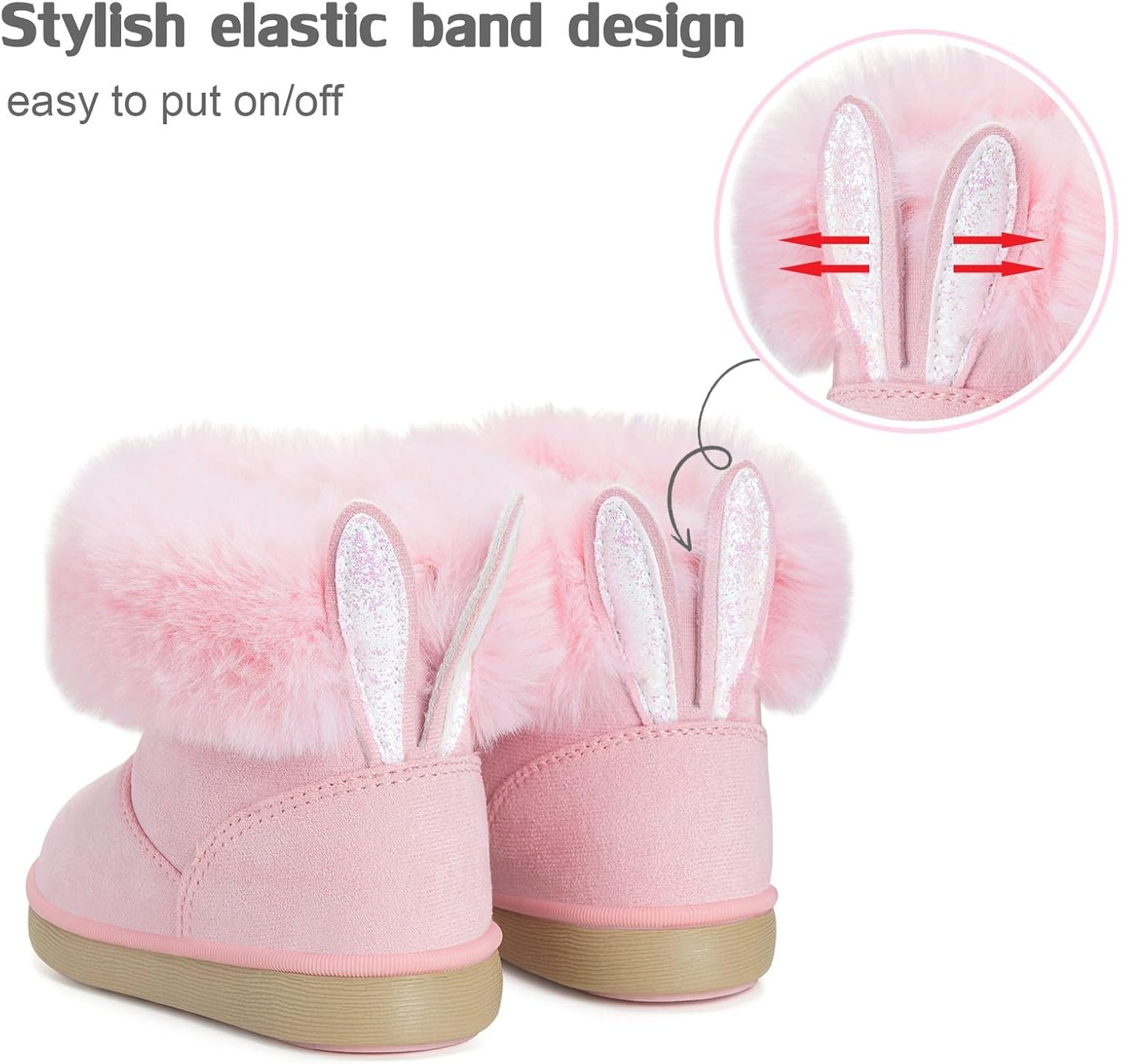 KVbabby Winter Boots Girls Warm Children's Winter Shoes Plush Lined Baby Ankle Boots Snow Boots Non-Slip Boots Toddler Shoes Slip On Boots