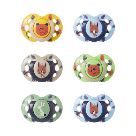 Tommee Tippee Fun Style Beruhigungssauger, Symmetrische Kiefergerechte Form, BPA-freies Silikon, 18-36M, 6er-Set