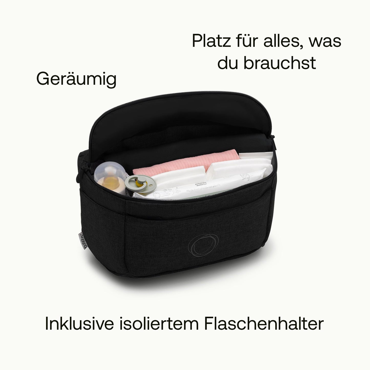 Bugaboo Kinderwagen Organizer-Tasche mit leicht zugänglichen Fächern. Praktisches Accessoire für alle Baby-Essentials in Midnight Black