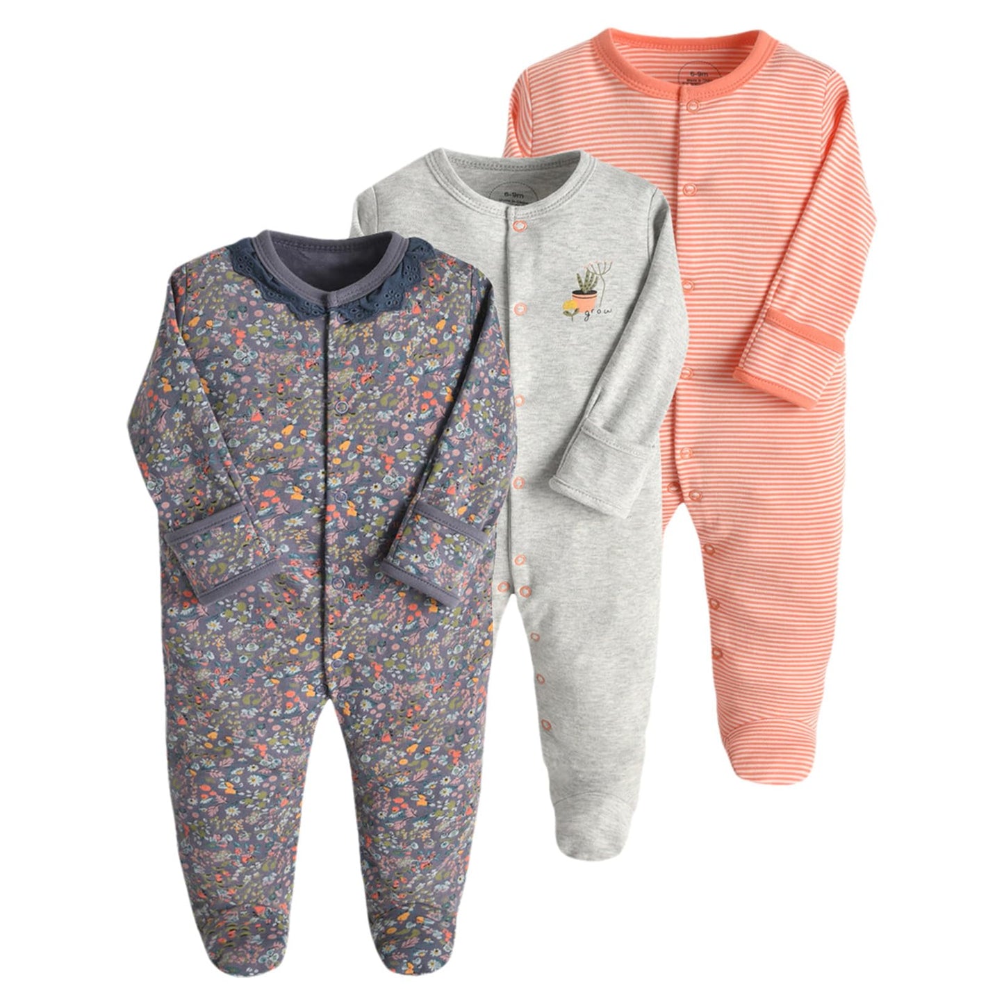 amropi Baby Mädchen Schlafstrampler 3er Pack Jungen Pyjamas Baumwolle Overalls Strampler für 0-12 Monate