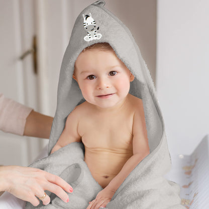 Babykajo Baby-Kapuzenhandtuch-Set mit 2 Waschlappen, Öko-Tex Standard 100 zertifiziert, weiches Frottee-Babyhandtuch mit Kapuze, 80 x 80 cm
