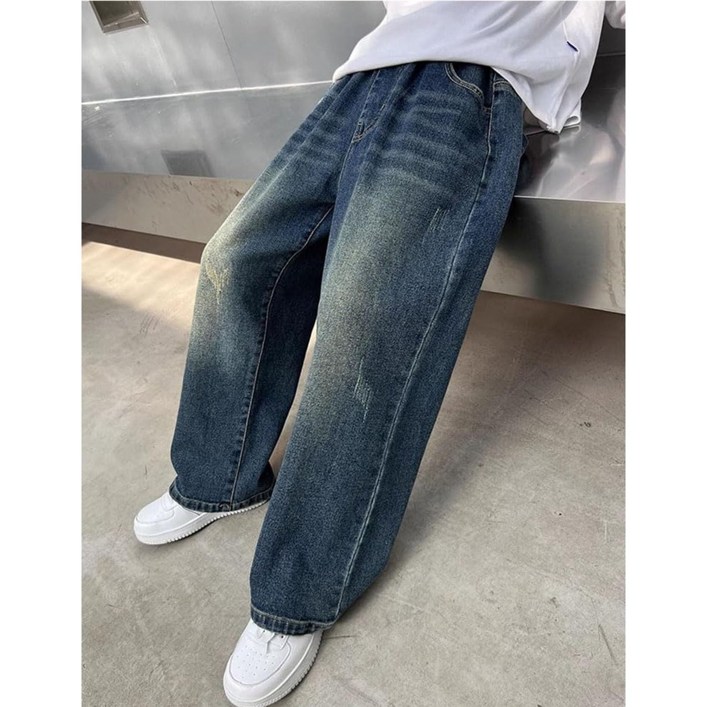 Children's Baggy Jeans Boys Wide Leg Jeans Loose Fit Denim Vintage Trousers Casual Wide Leg Jeans Streetwear Outdoor Vintage Loose Fit Baggy Jogging Bottoms Boys Black Trousers Cargo Trousers Pants
