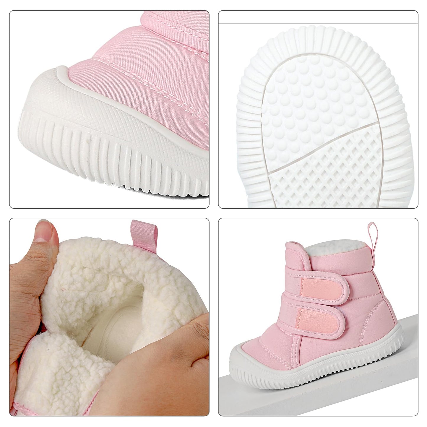 MASOCIO Winter Shoes Baby Boots Boys Girls Toddler Winter Boots Plush Flat Rubber Non-Slip Size 19-27 EU