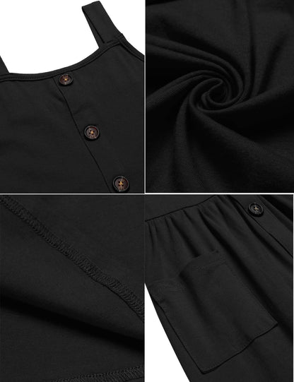 Arshiner Mädchen Kleider Ärmelloses Kinderkleid Knopfleiste Trägerkleid Sommer Baumwolle Swingkleid Festliches A-Linie Freizeitkleid Elegant Kleid für Mädchen 5-14 Jahre