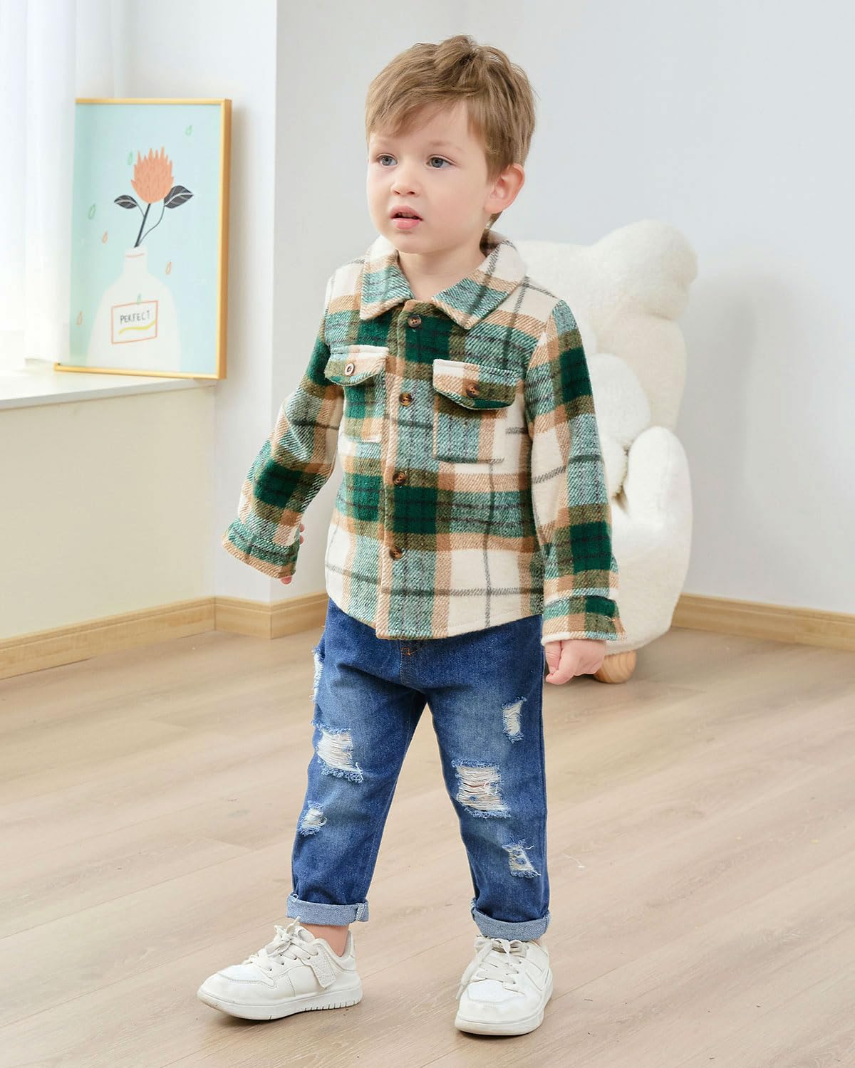 Baby Kleidung Jungen 12 Monate - 4 Jahre Winter Baby Kleidung Outfit Set Langarm Kariertes Top + Hosen Kleidung Sets für Kinder Jungen