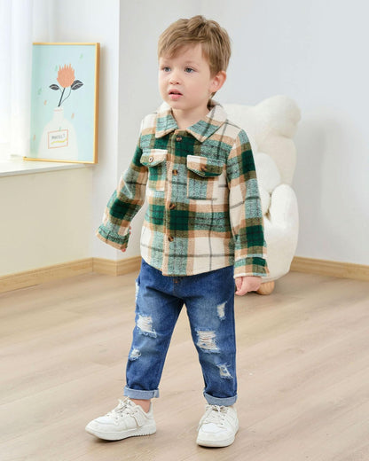 Baby Kleidung Jungen 12 Monate - 4 Jahre Winter Baby Kleidung Outfit Set Langarm Kariertes Top + Hosen Kleidung Sets für Kinder Jungen