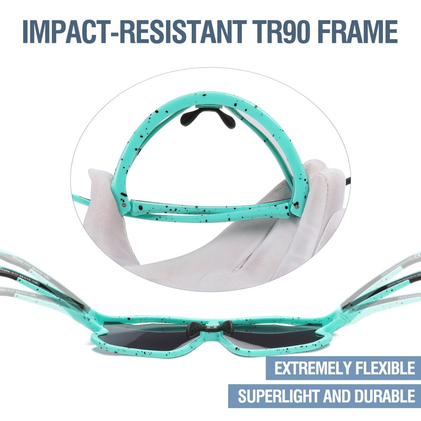DUCO DK268 Children's Sunglasses Youth Baseball Sunglasses Lightweight TR90 Frame UV400 Sports Cycling Sunglasses for Boys Girls