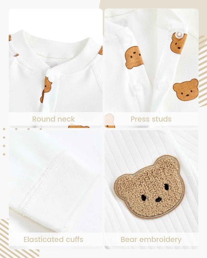 WYTbaby Baby Strampler Neugeborene Baumwolle Jumpsuit 2er-Pack Langarm Einteiligen Overall Kleidung für Baby Junge und Mädchen 0-12 Monate