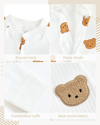 Baby Strampler Neugeborene Baumwolle Jumpsuit 2er-Pack Langarm Einteiligen Overall Kleidung für Baby Junge und Mädchen 0-12 Monate
