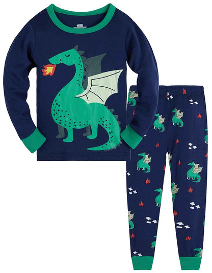 TEDD Boys’ Pyjamas, Dinosaur Long-Sleeve Two-Piece Pyjamas, Kids’ Cotton Pyjama Set, Winter, Christmas Sleepwear, Size 1–12 Years