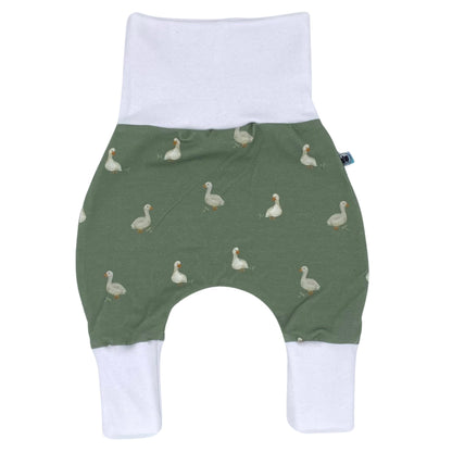 Baby Baggy Trousers, Handmade Cotton Jersey Grow Trousers, Sizes 50-74, 68-86, 92-104, Wide Waistband (Wild Life, 50-74)