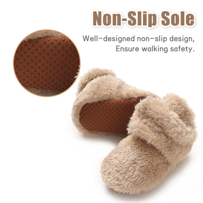 TMEOG Baby Winter Shoes Thermal Baby Shoes Crawling Shoes Fleece Baby Boots Non-Slip Warm Booties Baby Boots Lined Newborn Walk Shoes for Girls Boys 0-18 Months