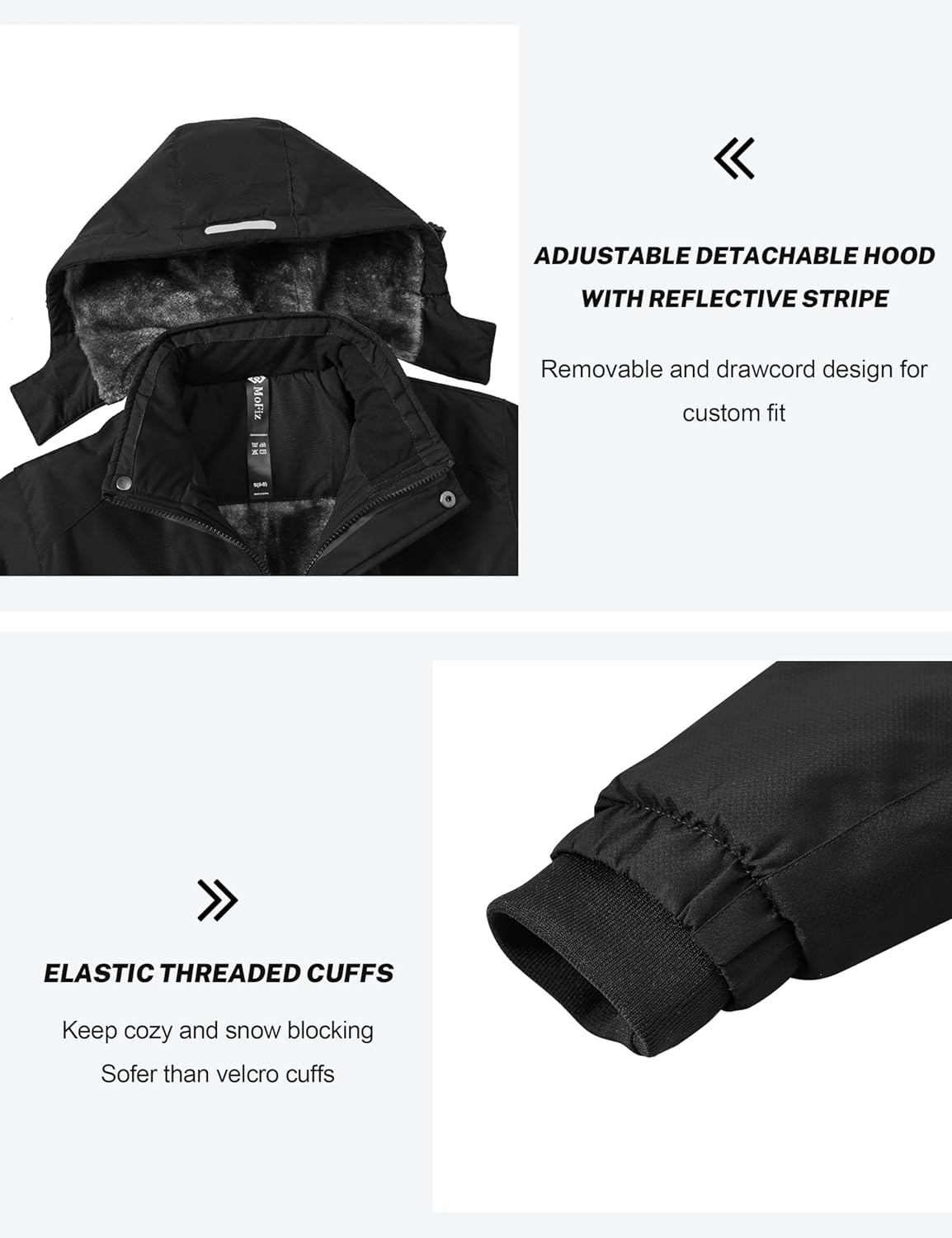 MoFiz Winter Jacket Boys Ski Jacket Warm Inner Lining Children's Outdoor Softshell Jackets Snow Jacket with Removable Hood