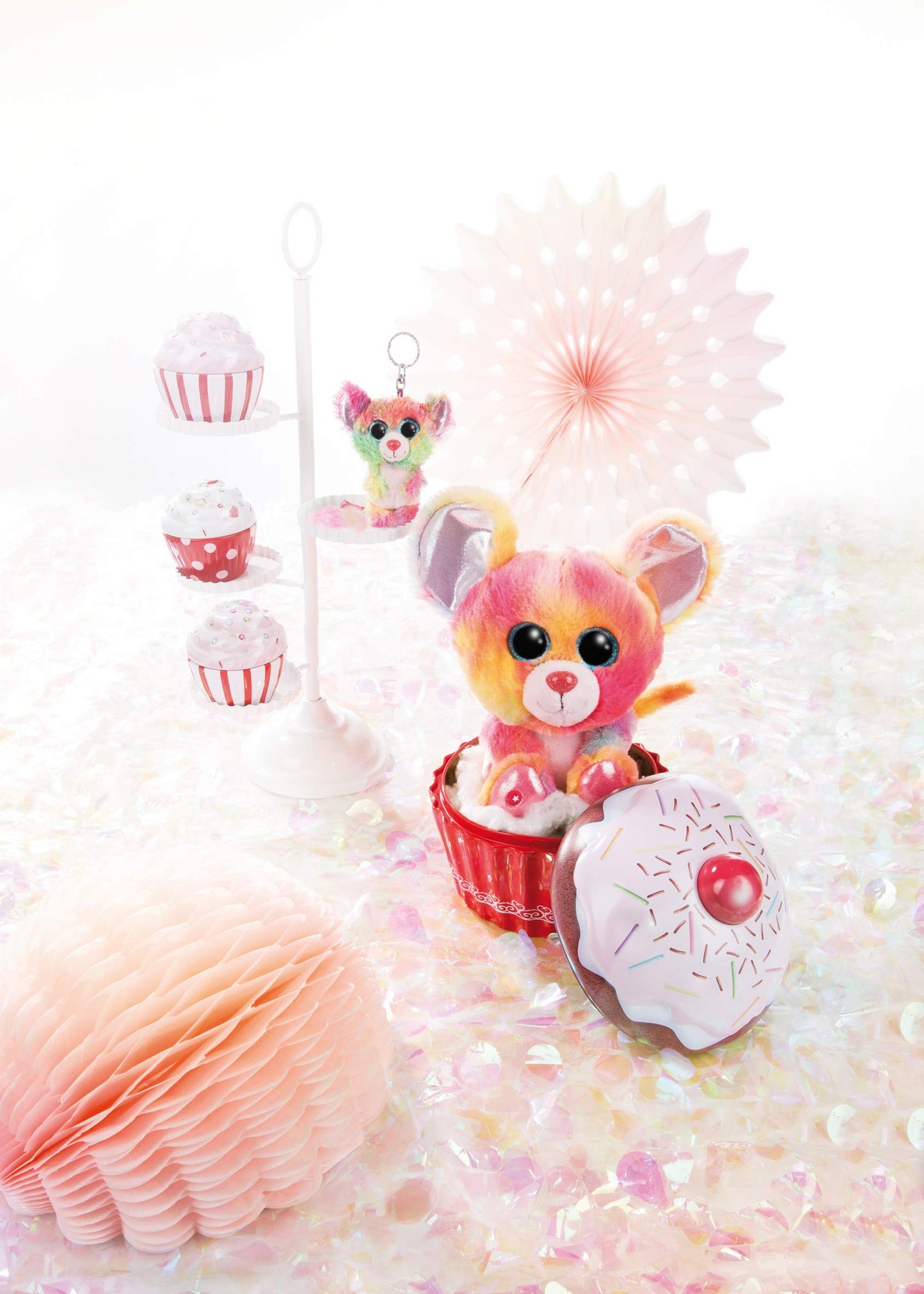 NICI Glubschis: Das Original – Waschbär Clooney 25 cm – Kuscheltier Augen – Flauschiges Plüschtier mit großen Glitzeraugen – Schmusetier für Kuscheltierliebhaber – 45569