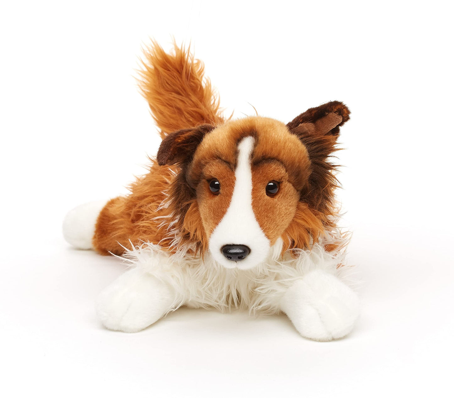 Uni-Toys - 'Maple' - Longhair Collie, Lying - Face White-Brown - 41 cm (Length) - Plush Dog, Collie, Pet - Plush Toy, Cuddly Toy