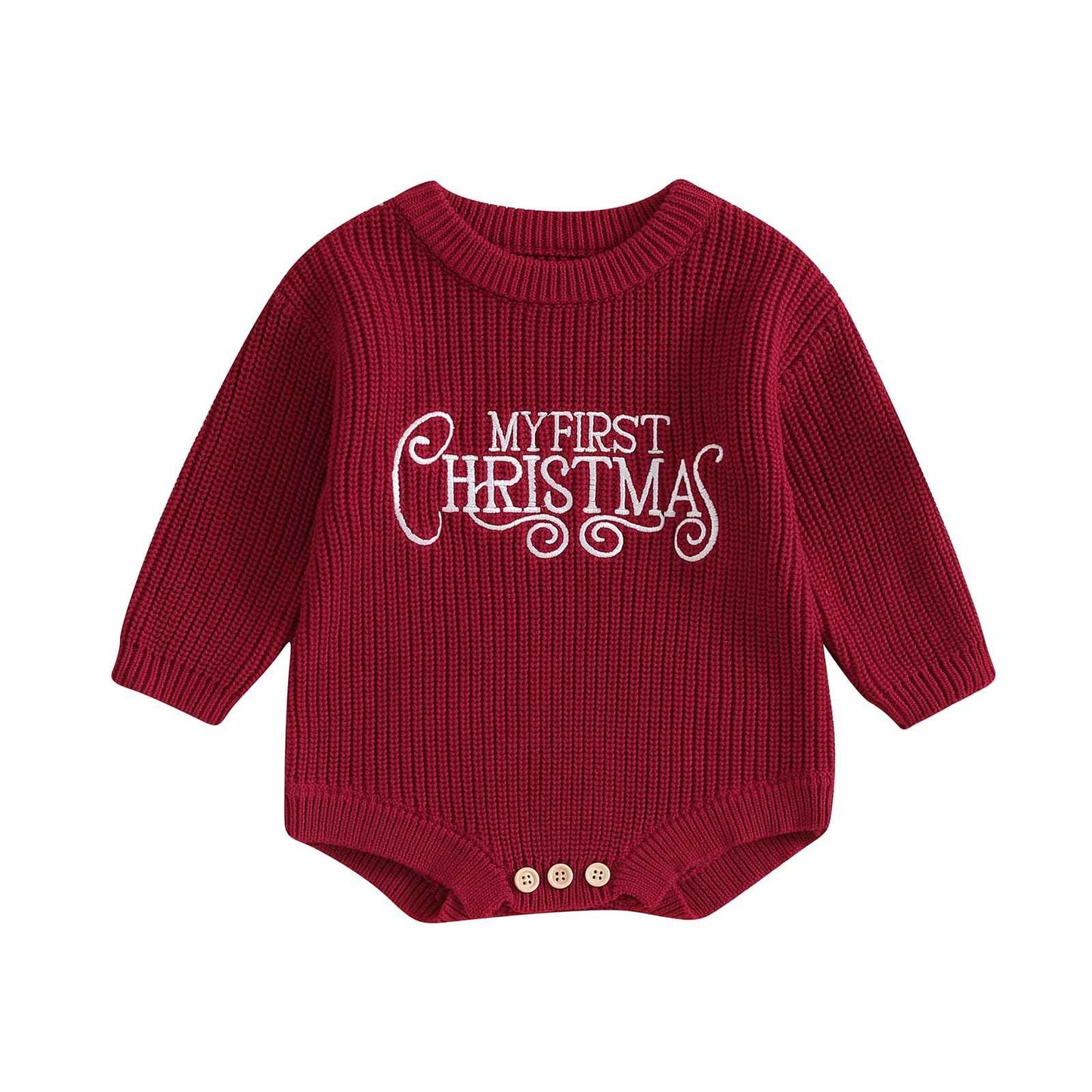 Geagodelia Knitted Christmas Romper Baby Girl Boy Christmas Jumper My First Christmas Newborn Baby Jumper Romper Bodysuit Christmas Jumper