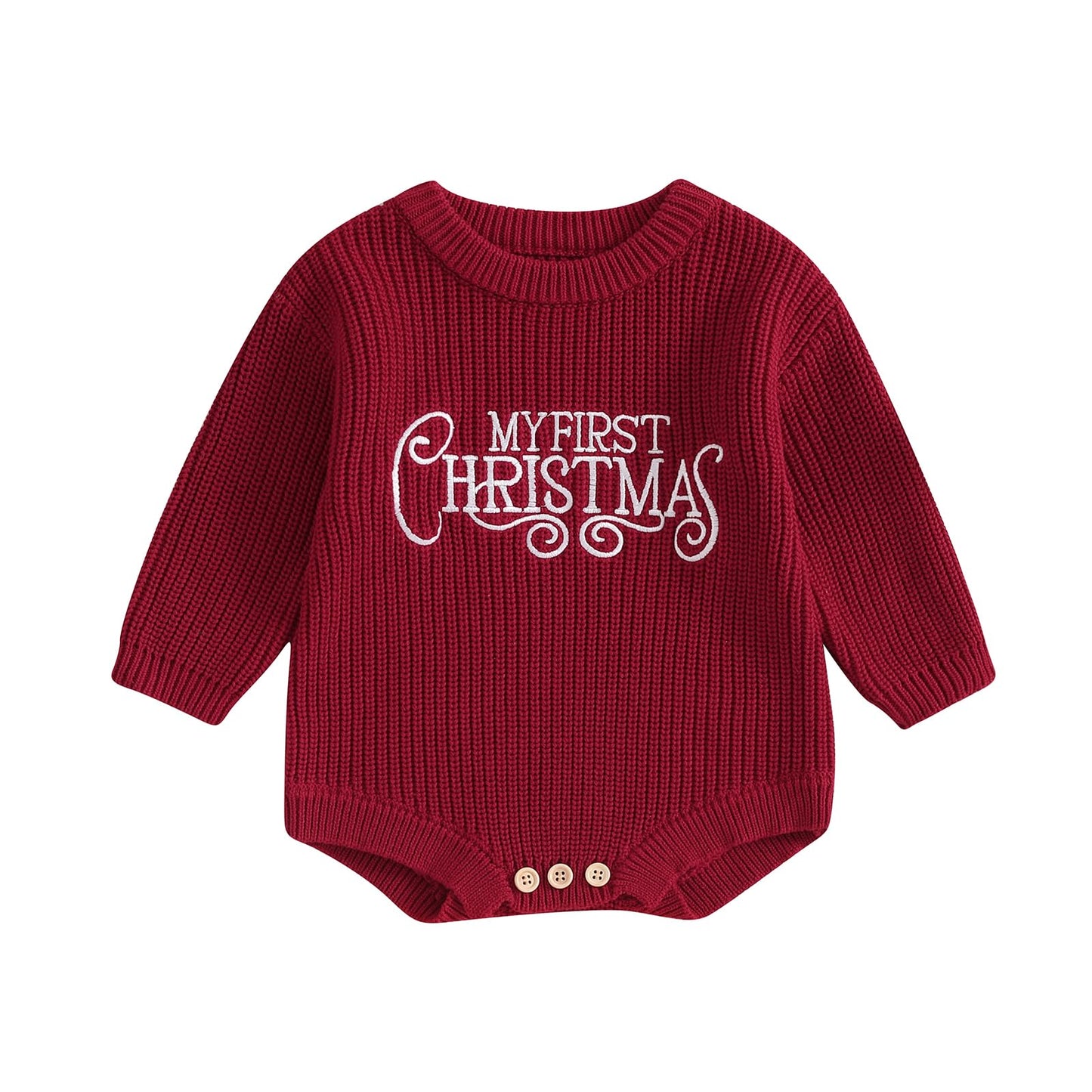 Geagodelia Knitted Christmas Romper Baby Girl Boy Christmas Jumper My First Christmas Newborn Baby Jumper Romper Bodysuit Christmas Jumper