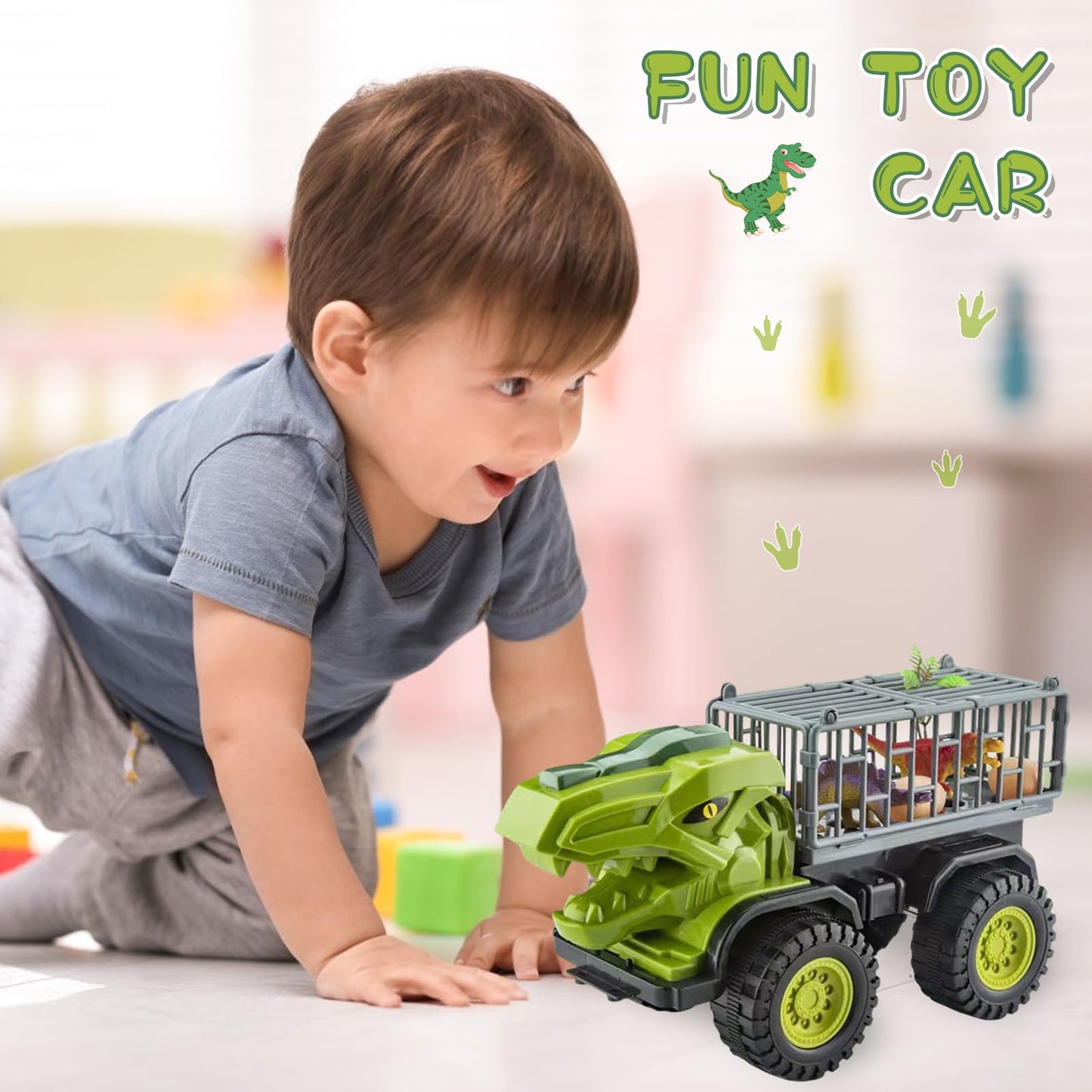 Baustellenfahrzeuge ab 3 Jahren, Set mit 3 Dinosaurier-Sandgruben-Spielzeugset mit Bagger, Transporter, Muldenkipper, robustem Sandspielzeugfahrzeugen Auto, geeignet als Sandspielzeug für Kinder ab 2+ (01)